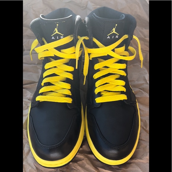 Jordan Black and Yellow High-Top Sneakers - Picture 2 of 8